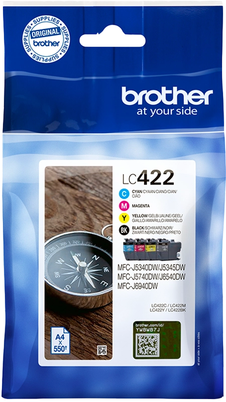 Original Brother LC-422 (LC422VAL) Multipack Schwarz / Cyan / Magenta / Gelb