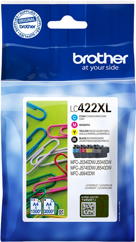 Original Brother LC-422XL (LC422XLVAL) Multipack Schwarz / Cyan / Magenta / Gelb