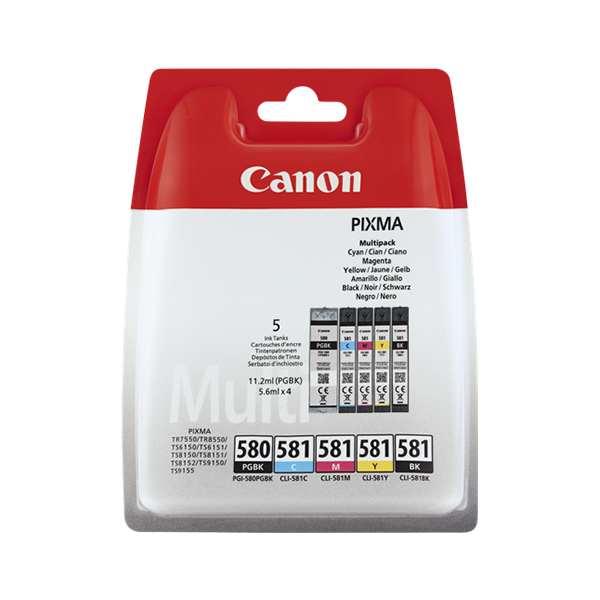 Original Canon PGI-580 + CLI-581 Multi (2078C005) Multipack (5 Stk)