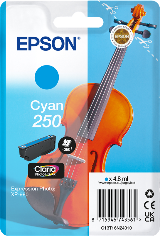 Original Epson 250 / C13T16N24010 Druckerpatrone Cyan