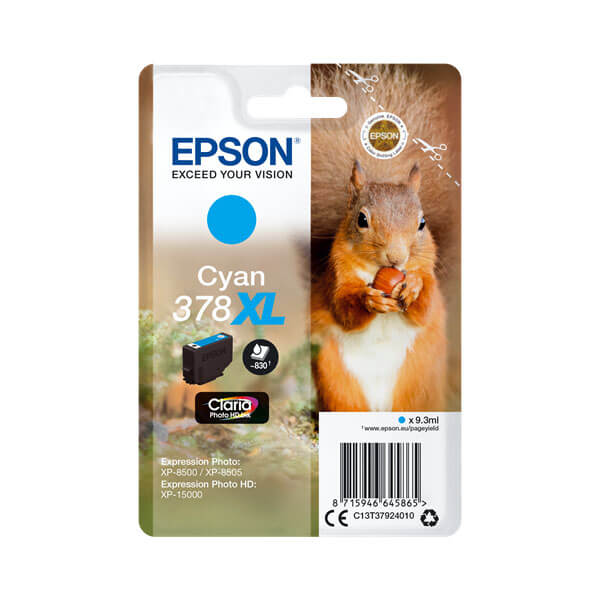 Original Epson 378XL (C13T37924010) Tinten Patrone Cyan