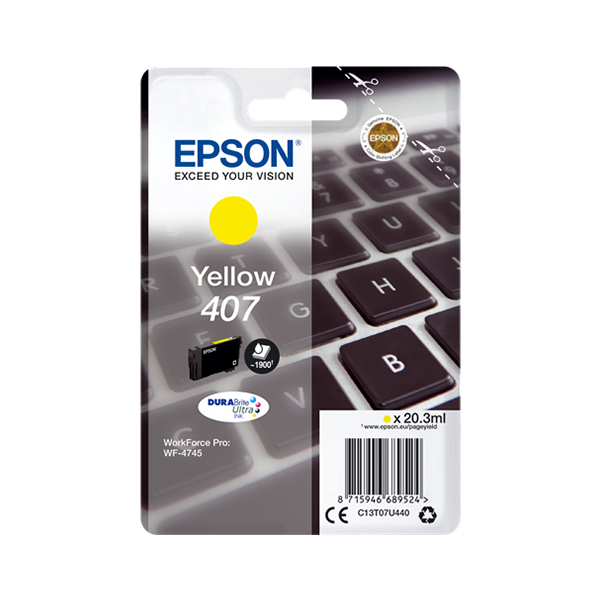 Original Epson 407 (C13T07U440) Druckerpatrone Gelb