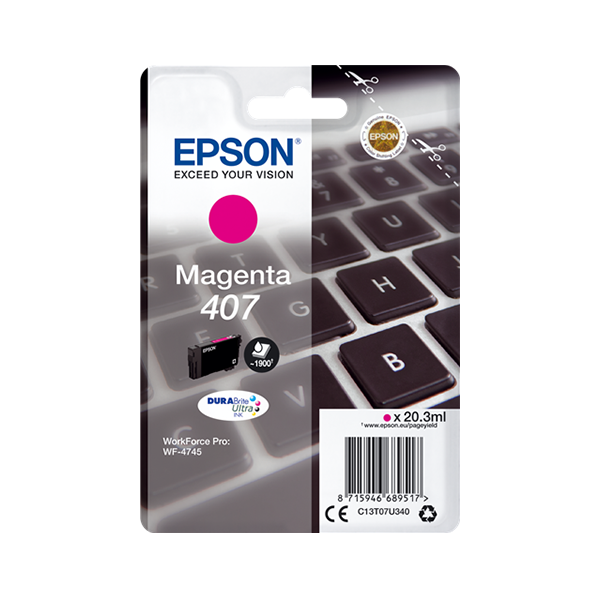 Original Epson 407 (C13T07U340) Druckerpatrone Magenta