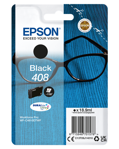 Original Epson 408 (C13T09J14010) Schwarz Tintenpatrone DURABrite