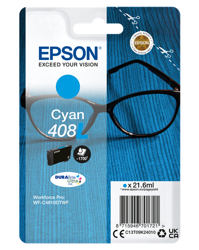 Original Epson 408L (C13T09K24010) Cyan Tintenpatrone DURABrite