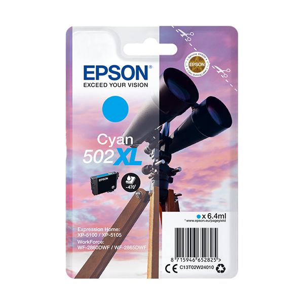 Original Epson 502XL (C13T02W24010) Druckerpatrone Cyan