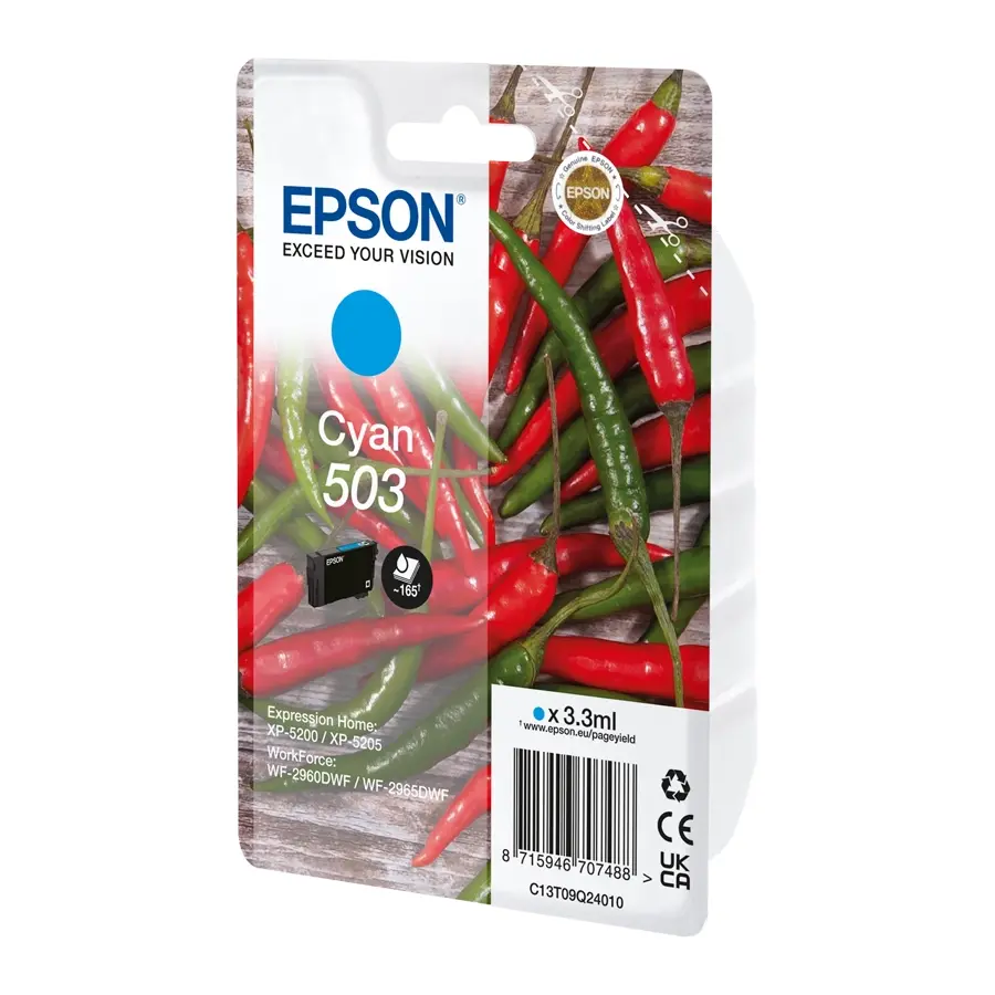 Original Epson 503 Tintenpatrone Cyan (C13T09Q24010)