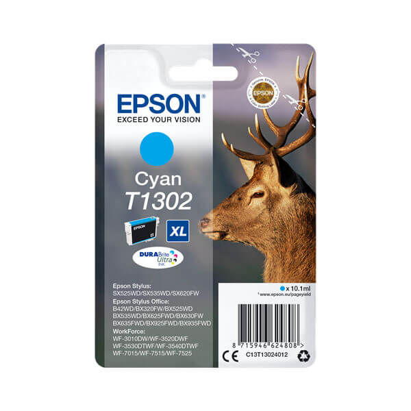 Original Epson (C13T13024010) T1302 XL Tintenpatrone Cyan