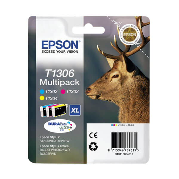 Original Epson (C13T13064010) T1306 XL Tintenpatronen Multipack (3 Stk.)