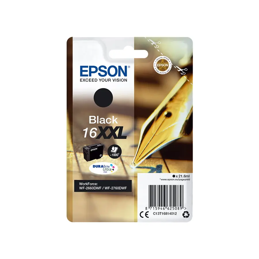 Original Epson T16XXL/T1681 Schwarz Druckerpatrone (C13T16814012)