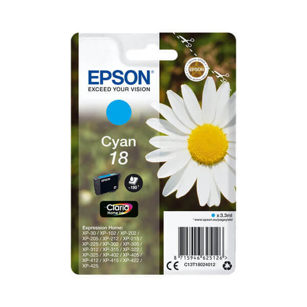 Original Epson 18 (C13T18024012) Tinte Cyan