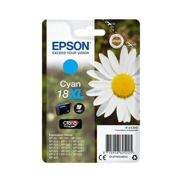 Original Epson T1812 / 18 XL (C13T18124010) Tinte Cyan