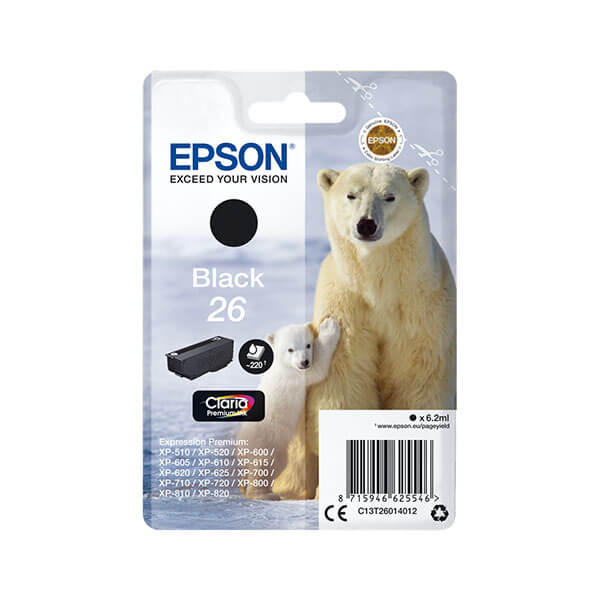 Original Epson T2601 / 26 (C13T26014010) Tinte Black