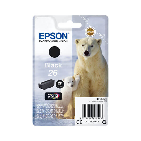 Original Epson 26 / T2611 (C13T26114010) Tinte Photo Black