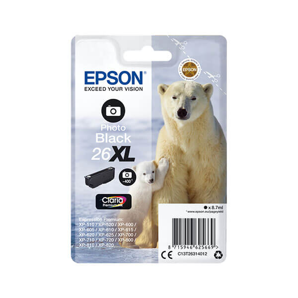 Original Epson T2631 / 26 XL (C13T26314012) Tinte Photo Black