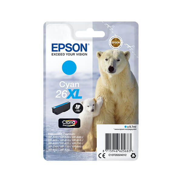 Original Epson T2632 / 26 XL (C13T26324010) Tinte Cyan