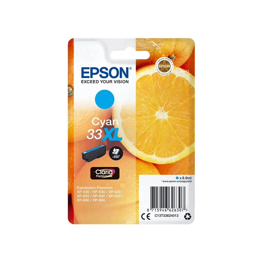 Original Epson 33XL / T3362 Cyan Druckerpatrone (C13T33624012)