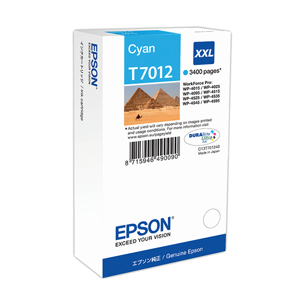 Original Epson T7012 (C13T70124010) Druckerpatrone Cyan XXL