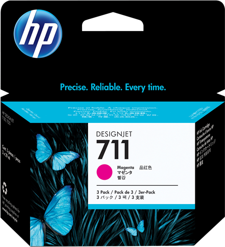 Original HP 711 Magenta 3 Pack Tintenpatrone (CZ135A)