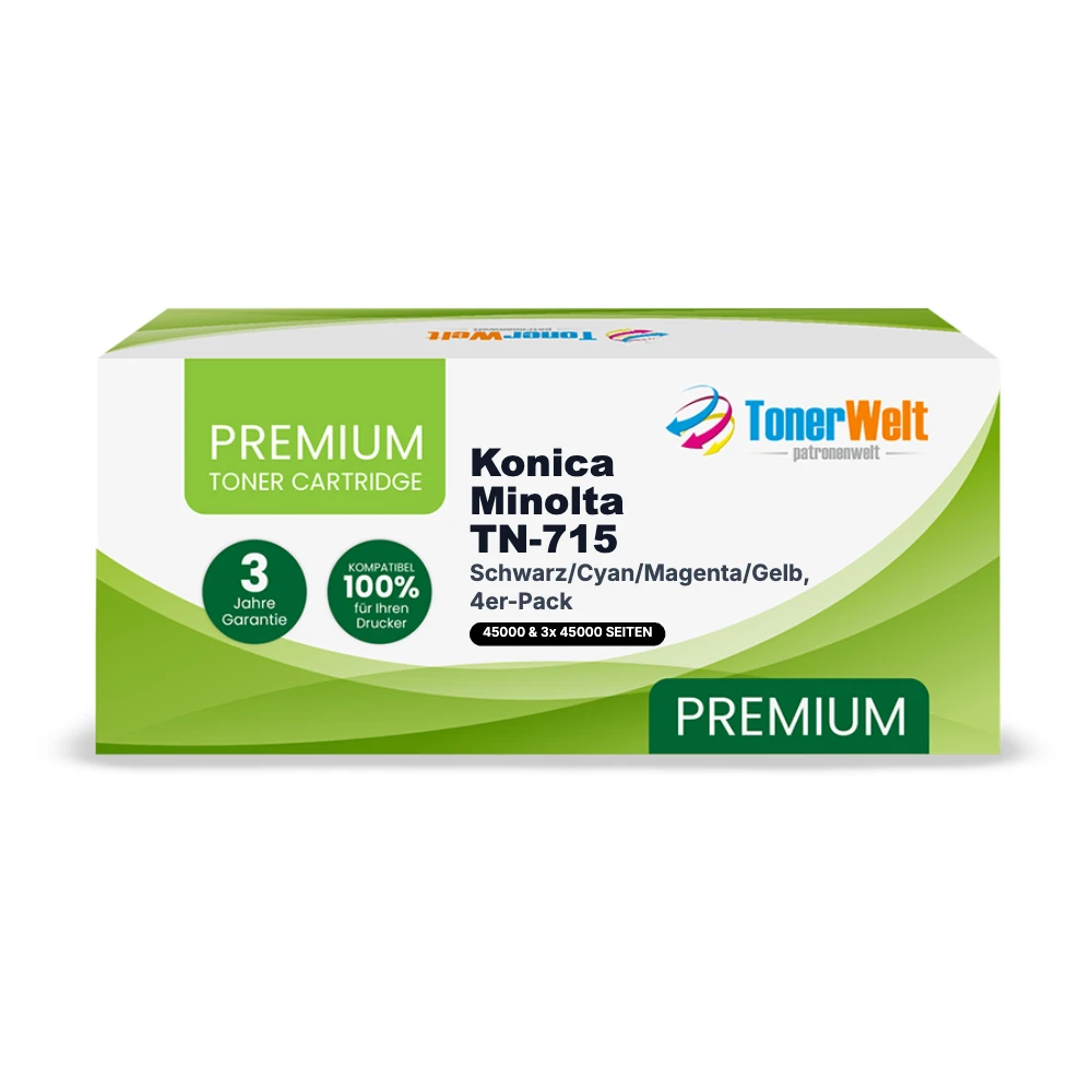 Kompatibel zu Konica Minolta TN-715 Toner Schwarz/Cyan/Magenta/Gelb, 4er-Pack