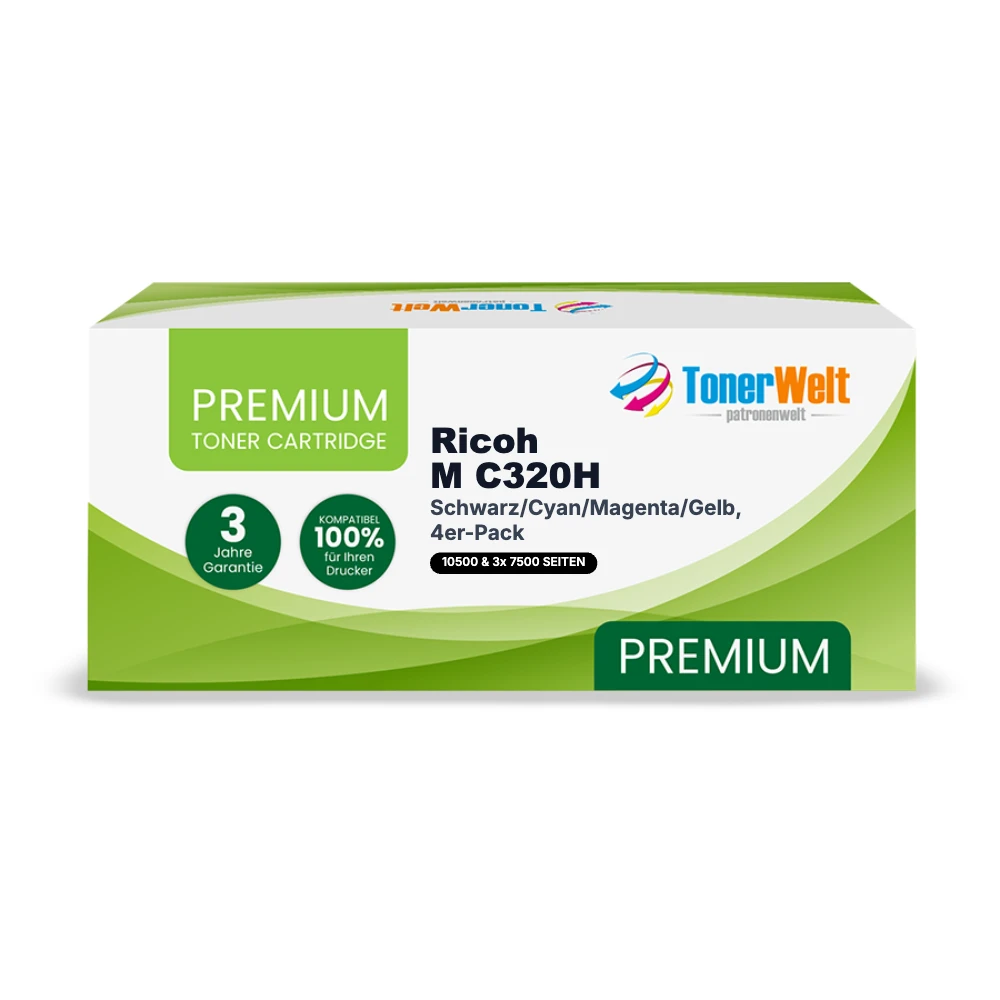 Kompatibel zu Ricoh M C320H Toner Schwarz/Cyan/Magenta/Gelb, 4er-Pack