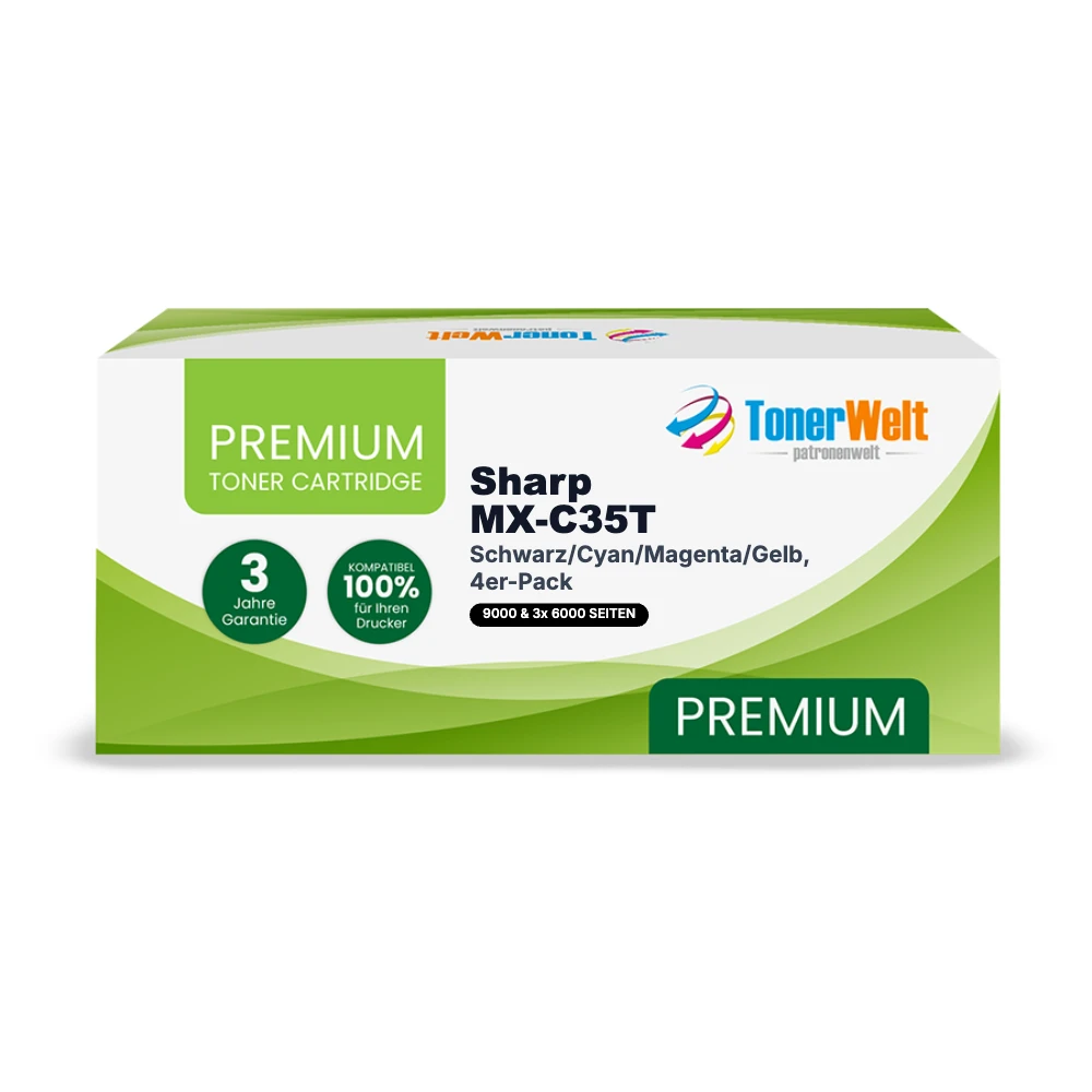 Kompatibel zu Sharp MX-C35T Toner Schwarz/Cyan/Magenta/Gelb, 4er-Pack