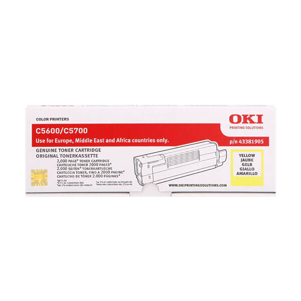 Original OKI (43381905) für OKI-C5600 / C-5700 Toner Yellow