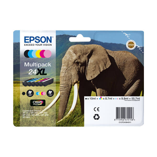 Original Epson (C13T24384011) T2438 / 24XL Tinten Multipack (6 Stk.)