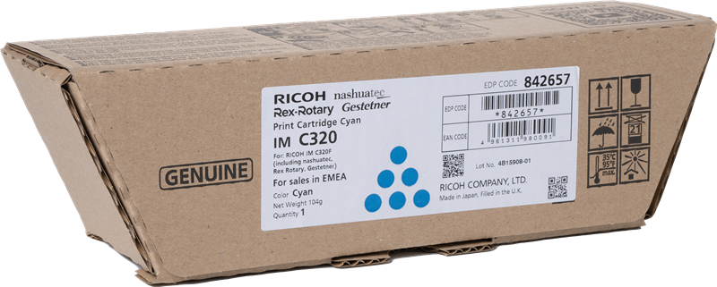 Original Ricoh IM C320 / 842657 Toner Cyan
